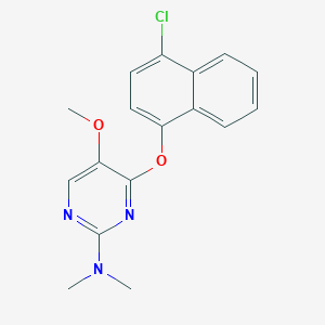 molecular formula C17H16ClN3O2 B3134985 N-{4-[(4-chloro-1-naphthyl)oxy]-5-methoxy-2-pyrimidinyl}-N,N-dimethylamine CAS No. 400085-43-0