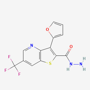 molecular formula C13H8F3N3O2S B3135001 3-(2-Furyl)-6-(trifluoromethyl)thieno[3,2-b]pyridine-2-carbohydrazide CAS No. 400085-52-1