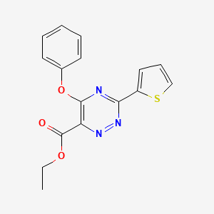 molecular formula C16H13N3O3S B3135014 Ethyl 5-phenoxy-3-(2-thienyl)-1,2,4-triazine-6-carboxylate CAS No. 400085-55-4