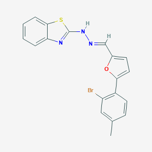molecular formula C19H14BrN3OS B313502 2-[(2E)-2-{[5-(2-bromo-4-methylphenyl)furan-2-yl]methylidene}hydrazinyl]-1,3-benzothiazole 