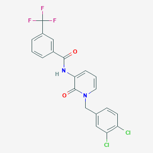 molecular formula C20H13Cl2F3N2O2 B3135079 N-[1-(3,4-dichlorobenzyl)-2-oxo-1,2-dihydro-3-pyridinyl]-3-(trifluoromethyl)benzenecarboxamide CAS No. 400086-17-1