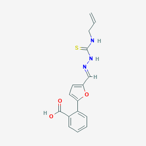 molecular formula C16H15N3O3S B313509 2-(5-{(E)-[2-(prop-2-en-1-ylcarbamothioyl)hydrazinylidene]methyl}furan-2-yl)benzoic acid 