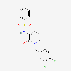 molecular formula C18H14Cl2N2O3S B3135091 N-[1-(3,4-dichlorobenzyl)-2-oxo-1,2-dihydro-3-pyridinyl]benzenesulfonamide CAS No. 400086-23-9