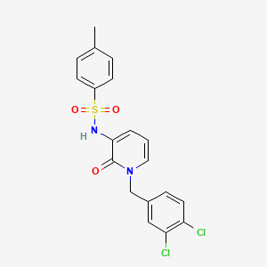 molecular formula C19H16Cl2N2O3S B3135096 N-[1-(3,4-dichlorobenzyl)-2-oxo-1,2-dihydro-3-pyridinyl]-4-methylbenzenesulfonamide CAS No. 400086-24-0