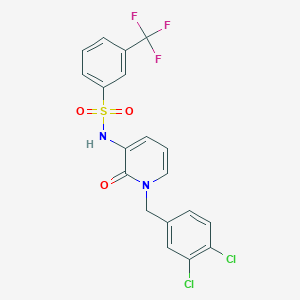 molecular formula C19H13Cl2F3N2O3S B3135098 N-[1-(3,4-dichlorobenzyl)-2-oxo-1,2-dihydro-3-pyridinyl]-3-(trifluoromethyl)benzenesulfonamide CAS No. 400086-26-2