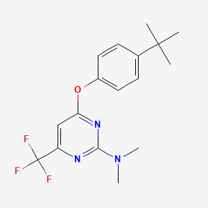 molecular formula C17H20F3N3O B3135127 4-(4-tert-butylphenoxy)-N,N-dimethyl-6-(trifluoromethyl)pyrimidin-2-amine CAS No. 400086-55-7