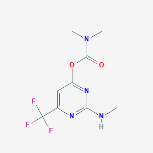 molecular formula C9H11F3N4O2 B3135130 2-(methylamino)-6-(trifluoromethyl)-4-pyrimidinyl N,N-dimethylcarbamate CAS No. 400086-56-8