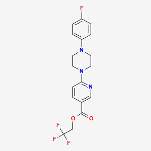 molecular formula C18H17F4N3O2 B3135140 2,2,2-Trifluoroethyl 6-[4-(4-fluorophenyl)piperazin-1-yl]pyridine-3-carboxylate CAS No. 400086-63-7