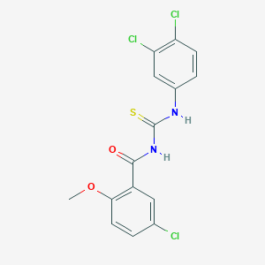 molecular formula C15H11Cl3N2O2S B313515 5-chloro-N-[(3,4-dichlorophenyl)carbamothioyl]-2-methoxybenzamide 