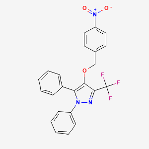 molecular formula C23H16F3N3O3 B3135157 4-[(4-硝基苯基)甲氧基]-1,5-二苯基-3-(三氟甲基)吡唑 CAS No. 400086-85-3