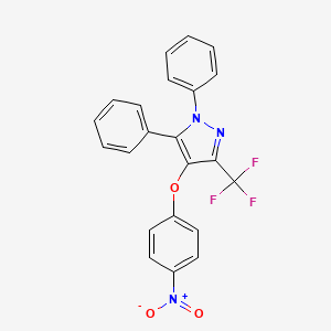 molecular formula C22H14F3N3O3 B3135170 4-(4-nitrophenoxy)-1,5-diphenyl-3-(trifluoromethyl)-1H-pyrazole CAS No. 400086-89-7