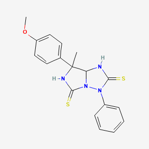 molecular formula C18H18N4OS2 B3135188 7-(4-methoxyphenyl)-7-methyl-3-phenyldihydro-1H-imidazo[1,5-b][1,2,4]triazole-2,5(3H,6H)-dithione CAS No. 400087-01-6