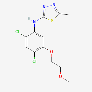 molecular formula C12H13Cl2N3O2S B3135198 N-[2,4-二氯-5-(2-甲氧基乙氧基)苯基]-5-甲基-1,3,4-噻二唑-2-胺 CAS No. 400087-03-8