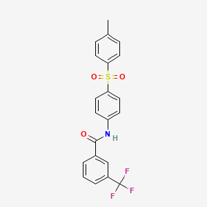 molecular formula C21H16F3NO3S B3135248 N-{4-[(4-甲苯基)磺酰基]苯基}-3-(三氟甲基)苯甲酰胺 CAS No. 400087-93-6