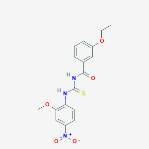 molecular formula C18H19N3O5S B313525 N-[(2-methoxy-4-nitrophenyl)carbamothioyl]-3-propoxybenzamide 