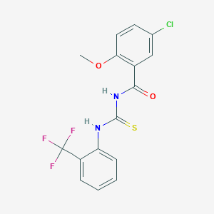 molecular formula C16H12ClF3N2O2S B313527 5-chloro-2-methoxy-N-{[2-(trifluoromethyl)phenyl]carbamothioyl}benzamide 