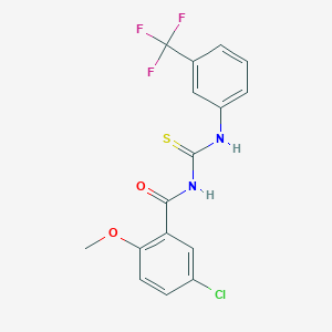 molecular formula C16H12ClF3N2O2S B313528 5-chloro-2-methoxy-N-{[3-(trifluoromethyl)phenyl]carbamothioyl}benzamide 