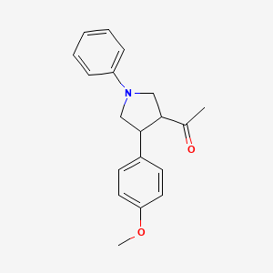 molecular formula C19H21NO2 B3135290 1-[4-(4-methoxyphenyl)-1-phenyltetrahydro-1H-pyrrol-3-yl]-1-ethanone CAS No. 400088-50-8
