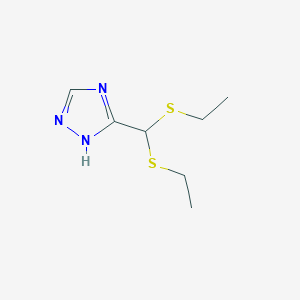 molecular formula C7H13N3S2 B3135292 ethyl (ethylsulfanyl)(1H-1,2,4-triazol-3-yl)methyl sulfide CAS No. 400088-56-4