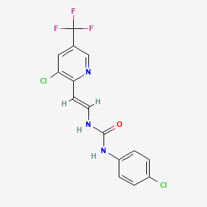 molecular formula C15H10Cl2F3N3O B3135294 1-(4-chlorophenyl)-3-[(E)-2-[3-chloro-5-(trifluoromethyl)pyridin-2-yl]ethenyl]urea CAS No. 400088-73-5