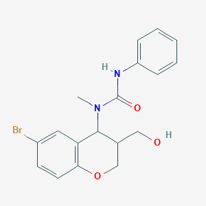 molecular formula C18H19BrN2O3 B3135323 N-[6-bromo-3-(hydroxymethyl)-3,4-dihydro-2H-chromen-4-yl]-N-methyl-N'-phenylurea CAS No. 400089-17-0