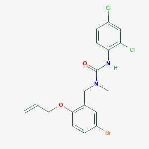 molecular formula C18H17BrCl2N2O2 B3135324 N-[2-(allyloxy)-5-bromobenzyl]-N'-(2,4-dichlorophenyl)-N-methylurea CAS No. 400089-18-1