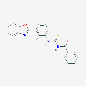 molecular formula C22H17N3O2S B313534 N-{[3-(1,3-benzoxazol-2-yl)-2-methylphenyl]carbamothioyl}benzamide 