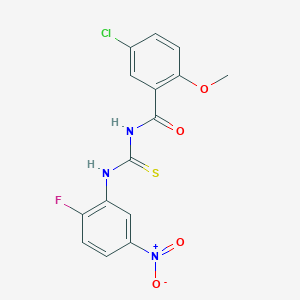 molecular formula C15H11ClFN3O4S B313542 5-chloro-N-[(2-fluoro-5-nitrophenyl)carbamothioyl]-2-methoxybenzamide 