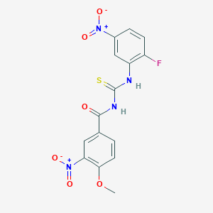 molecular formula C15H11FN4O6S B313553 N-[(2-fluoro-5-nitrophenyl)carbamothioyl]-4-methoxy-3-nitrobenzamide 