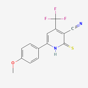 molecular formula C14H9F3N2OS B3135539 6-(4-Methoxyphenyl)-2-sulfanyl-4-(trifluoromethyl)pyridine-3-carbonitrile CAS No. 401649-63-6