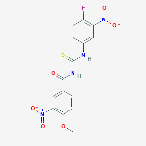 molecular formula C15H11FN4O6S B313554 N-[(4-fluoro-3-nitrophenyl)carbamothioyl]-4-methoxy-3-nitrobenzamide 
