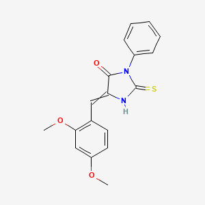molecular formula C18H16N2O3S B3135633 (5E)-5-(2,4-dimethoxybenzylidene)-2-mercapto-3-phenyl-3,5-dihydro-4H-imidazol-4-one CAS No. 402608-16-6