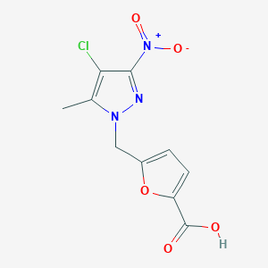 molecular formula C10H8ClN3O5 B3135641 5-[(4-Chloro-5-methyl-3-nitro-1H-pyrazol-1-YL)methyl]-2-furoic acid CAS No. 402614-16-8