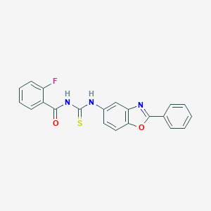molecular formula C21H14FN3O2S B313570 2-fluoro-N-[(2-phenyl-1,3-benzoxazol-5-yl)carbamothioyl]benzamide 