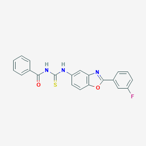 molecular formula C21H14FN3O2S B313571 N-{[2-(3-fluorophenyl)-1,3-benzoxazol-5-yl]carbamothioyl}benzamide 