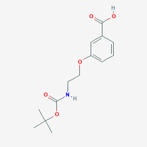 molecular formula C14H19NO5 B3135758 3-{2-[(Tert-butoxycarbonyl)amino]ethoxy}benzoic acid CAS No. 404032-35-5