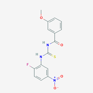 molecular formula C15H12FN3O4S B313578 N-[(2-fluoro-5-nitrophenyl)carbamothioyl]-3-methoxybenzamide 