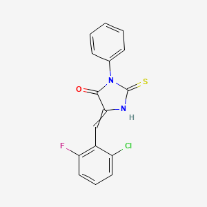 molecular formula C16H10ClFN2OS B3135788 (5E)-5-(2-氯-6-氟苄叉)-2-巯基-3-苯基-3,5-二氢-4H-咪唑-4-酮 CAS No. 404369-94-4