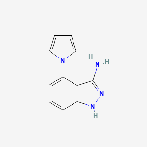 molecular formula C11H10N4 B3135817 1H-Indazol-3-amine, 4-(1H-pyrrol-1-yl)- CAS No. 404827-79-8