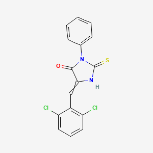 molecular formula C16H10Cl2N2OS B3135821 (5E)-5-(2,6-dichlorobenzylidene)-2-mercapto-3-phenyl-3,5-dihydro-4H-imidazol-4-one CAS No. 404846-05-5