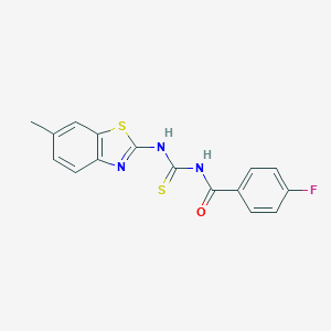 molecular formula C16H12FN3OS2 B313596 4-fluoro-N-[(6-methyl-1,3-benzothiazol-2-yl)carbamothioyl]benzamide 