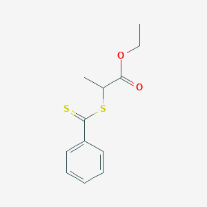 molecular formula C12H14O2S2 B3136170 Propanoic acid, 2-[(phenylthioxomethyl)thio]-, ethyl ester CAS No. 412015-83-9