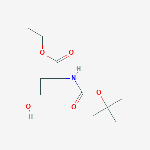 molecular formula C12H21NO5 B3136274 Ethyl 1-{[(tert-butoxy)carbonyl]amino}-3-hydroxycyclobutane-1-carboxylate CAS No. 413597-67-8