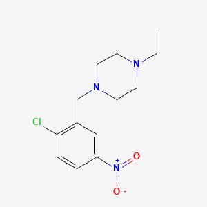 molecular formula C13H18ClN3O2 B3136297 Piperazine, 1-[(2-chloro-5-nitrophenyl)methyl]-4-ethyl- CAS No. 414881-87-1