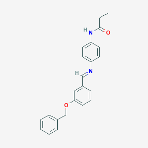 molecular formula C23H22N2O2 B313630 N-[4-({(E)-[3-(benzyloxy)phenyl]methylidene}amino)phenyl]propanamide 