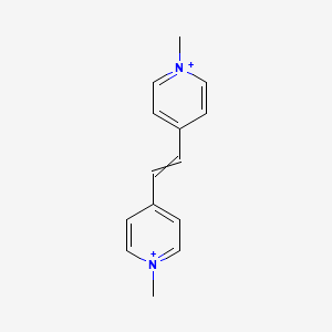 molecular formula C14H16N2+2 B3136312 吡啶鎓，4,4'-(1,2-亚乙烯基)-双[1-甲基- CAS No. 41491-90-1