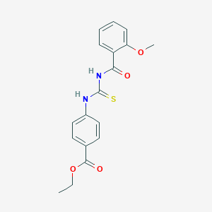 molecular formula C18H18N2O4S B313634 Ethyl 4-({[(2-methoxyphenyl)carbonyl]carbamothioyl}amino)benzoate 
