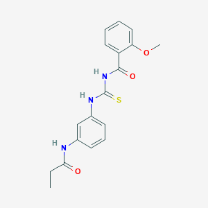 molecular formula C18H19N3O3S B313639 2-methoxy-N-{[3-(propanoylamino)phenyl]carbamothioyl}benzamide 