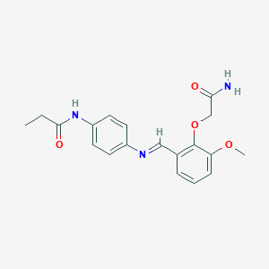 molecular formula C19H21N3O4 B313646 N-(4-{[2-(2-amino-2-oxoethoxy)-3-methoxybenzylidene]amino}phenyl)propanamide 
