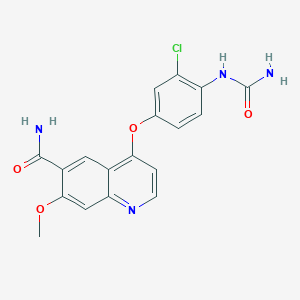 molecular formula C18H15ClN4O4 B3136468 4-(3-氯-4-脲基苯氧基)-7-甲氧基喹啉-6-甲酰胺 CAS No. 417719-51-8